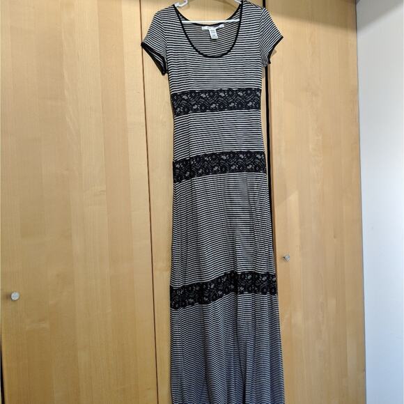 Max Studio Striped Lace Maxi Dress Summer Outdoor Cocktail Party Casual Friday - Picture 8 of 11